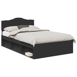 vidaXL Bedframe met hoofdeinde Zwart 120 x 200 cm Massief grenenhout