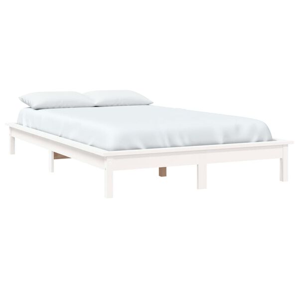 vidaXL Bedframe zonder matras massief grenenhout wit 140x190 cm
