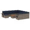 vidaXL 13-delige tuinbankset met kussens, grijs polyrotan