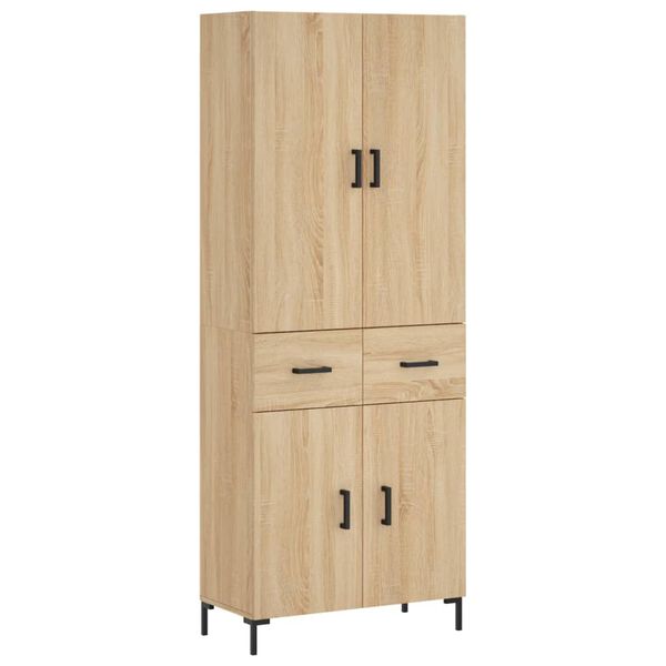 vidaXL Hoge kast 69,5x34x180 cm bewerkt hout sonoma eikenkleurig