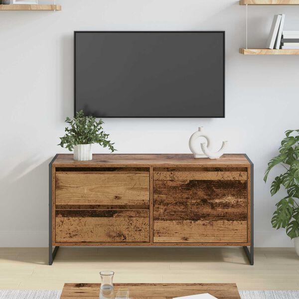 vidaXL TV-kast met lade Oud Hout 100 x 36 x 49.5 cm Bewerkt hout