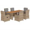 vidaXL 7-delige Tuinset met kussens poly rattan beige