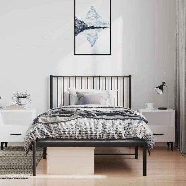 vidaXL Bedframe met hoofdbord metaal zwart 100x190 cm