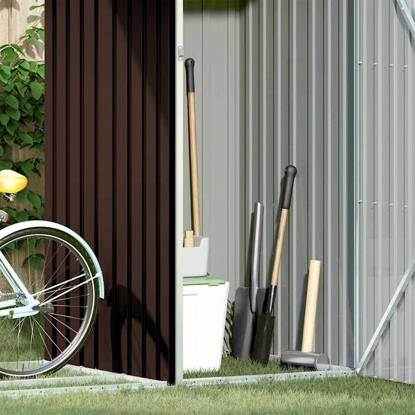 vidaXL Brandhoutschuur 245x98x159 cm gegalvaniseerd staal bruin