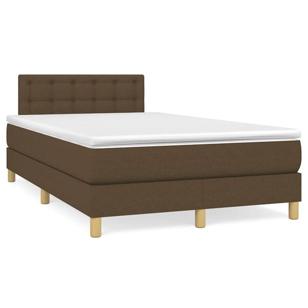 vidaXL Boxspring met matras en LED stof donkerbruin 120x190 cm
