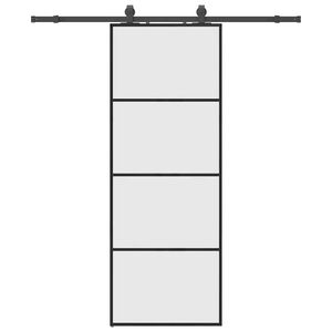 vidaXL Schuifdeur met beslagset 76x205 cm ESG glas zwart