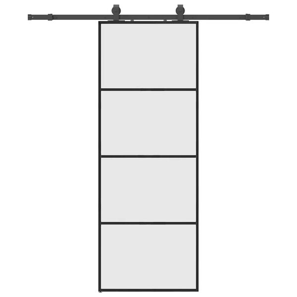 vidaXL Schuifdeur met beslagset 76x205 cm ESG glas zwart