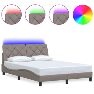 vidaXL Bedframe met LED zonder matras 140x190 cm stof taupe