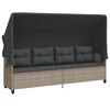 vidaXL Ligbed met luifel en kussens poly rattan&nbsp;lichtgrijs