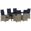 vidaXL Tafel en stoelen set met kussen 7 pcs Grijs PE Rattan