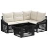 vidaXL Tuinbankenset 5 st Zwart en Cream Wit poly rattan