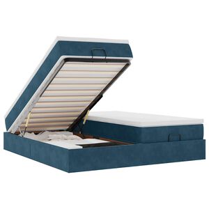 vidaXL Ottoman bed met matrassen 180x200cm fluweel donkerblauw