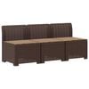 vidaXL 3-zits tuinbank met kussens in rattanlook PP Bruin