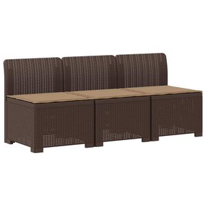 vidaXL 3-zits tuinbank met kussens in rattanlook PP Bruin