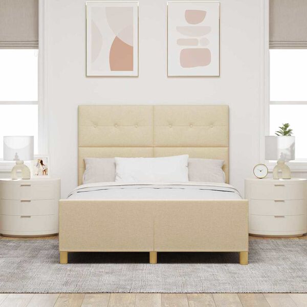vidaXL Bedframe met hoofdeinde Cr&egrave;me 160 x 200 cm Stof