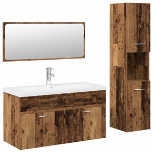 vidaXL 4-delige Badkamermeubelset bewerkt hout oud houtkleurig