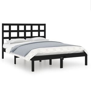 vidaXL Bedframe massief hout zwart 140x190 cm