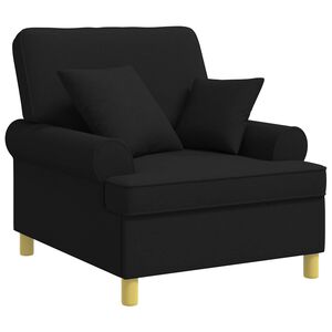 vidaXL XL fauteuil met kussens Zwart Stof
