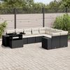 vidaXL 10-delige Loungeset met kussens poly rattan zwart