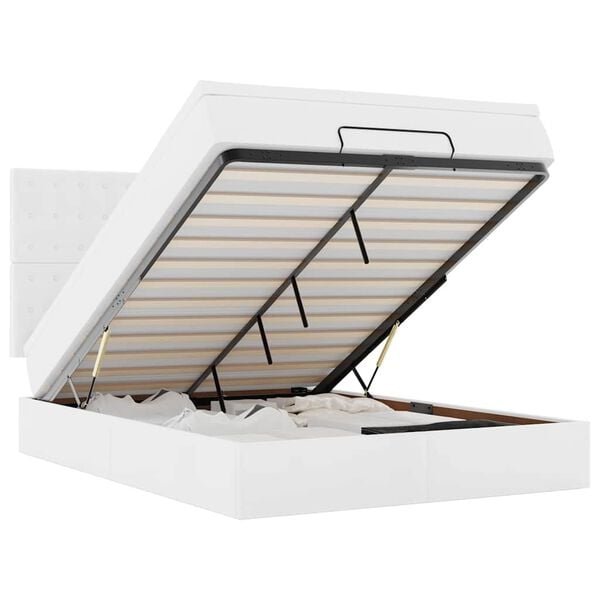 vidaXL Ottoman bed met matras 140x190cm kunstleer wit