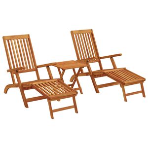 vidaXL Terrasstoelen met voetensteun en tafel massief acaciahout