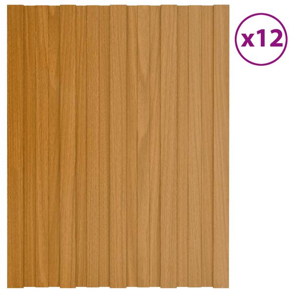 vidaXL Dakpaneel 12 pcs Naturel 60 x 45 cm Gegalvaniseerd staal