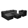 vidaXL 4-delige Loungeset poly rattan zwart en grijs