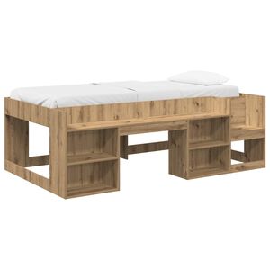 vidaXL Jeugd bedframe met opbergruimte Artisanaal eiken 98.5 x 200 cm
