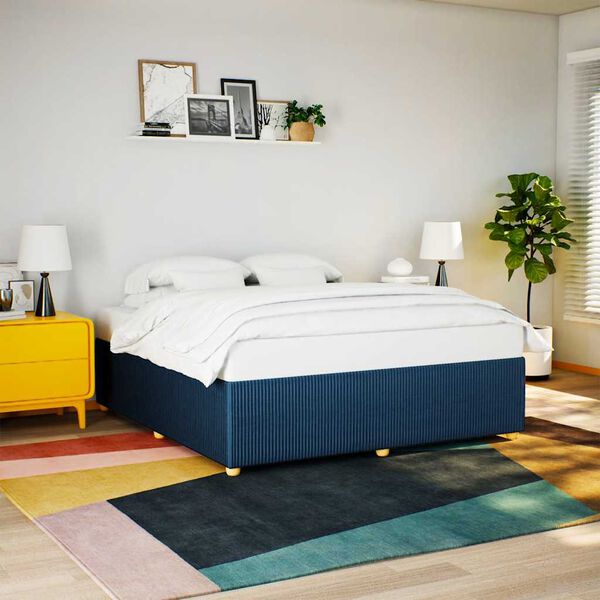 vidaXL Bedframe zonder matras stof blauw 180x200 cm