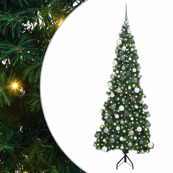 vidaXL Hoek Kunstkerstboom met 300 LED Groen 180 cm PVC en Metaal