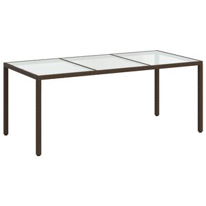 vidaXL Tuintafel 190x90x75 cm gehard glas en poly rattan bruin