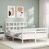 vidaXL Bedframe met hoofdbord massief hout wit 140x190 cm