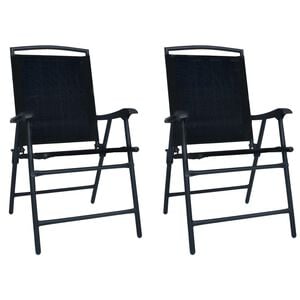 vidaXL Opklapbare stoelen, 2 stuks, textiel zwart