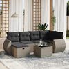 vidaXL 6-delige Loungeset met kussens poly rattan grijs