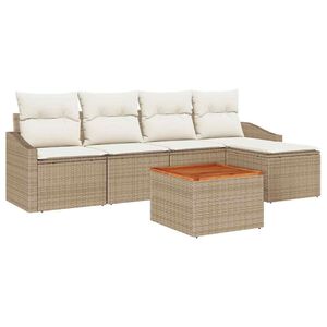 vidaXL Tuinbankenset met kussen 6 pcs Beige poly rattan