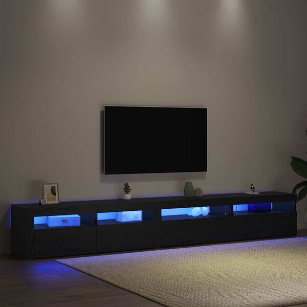 vidaXL Tv-meubelset 3 pcs Zwart Eiken 270 x 35 x 40 cm Bewerkt hout