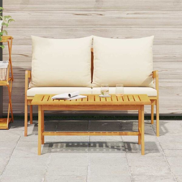 vidaXL Bistroset met kussen 2 pcs Olie naturel Massief Acaciahout