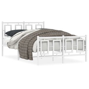 vidaXL Bedframe met hoofd- en voeteneinde metaal wit 120x200 cm