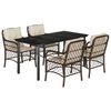 vidaXL 5-delige Tuinset met kussens poly rattan bruin