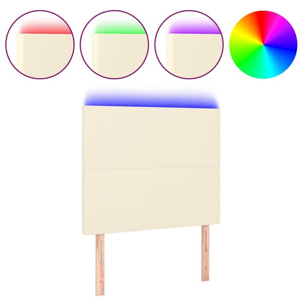 vidaXL Hoofdbord LED 100x5x118/128 cm kunstleer cr&egrave;mekleurig