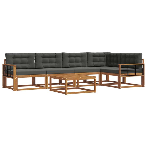 vidaXL Buiten bankenset met kussen 6 pcs Natuurlijk en Antraciet