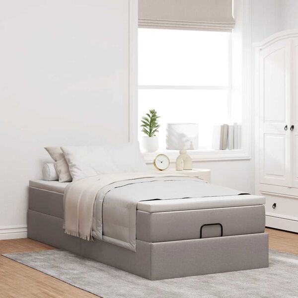 vidaXL Ottoman bed met matras 100x200cm stof taupe