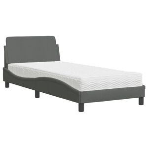 vidaXL Bed met matras "Dover" stof donkergrijs 90x190 cm