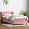 vidaXL Boxspring met matras fluweel roze 100x220 cm