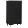 vidaXL Kledingkast MOLDE Zwart 90 x 55 x 175 cm Massief grenenhout