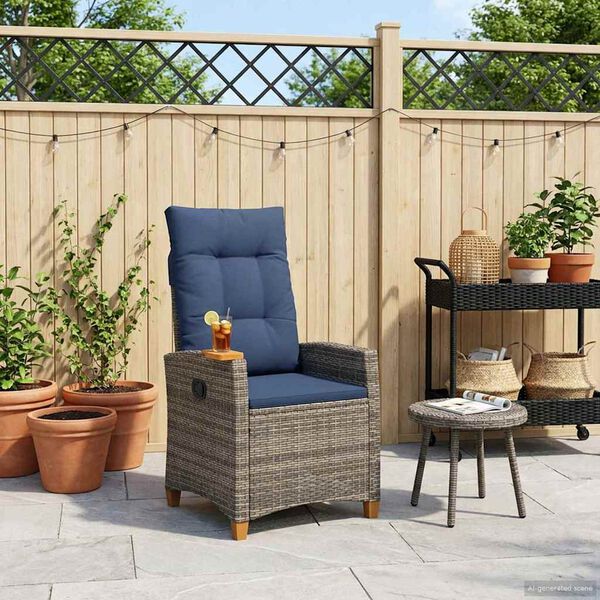 vidaXL Verstelbare stoel met theeplaat 62 x 64 x 112 cm poly rattan