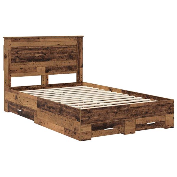 vidaXL Bedframe met lade met hoofdeinde met opslag Bewerkt hout