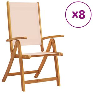 vidaXL Tuinstoelen inklapbaar 8 st massief acaciahout en textileen