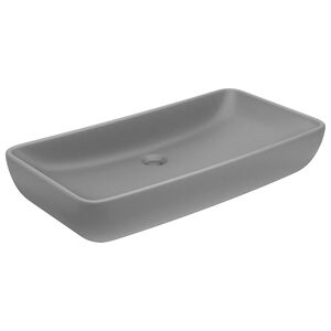 vidaXL Wastafel rechthoekig 71x38 cm keramiek mat lichtgrijs