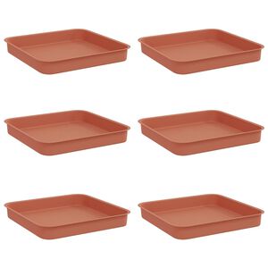vidaXL Vierkante Bloemenschotel 6 pcs Baksteenrood 15 x 15 x 2 cm